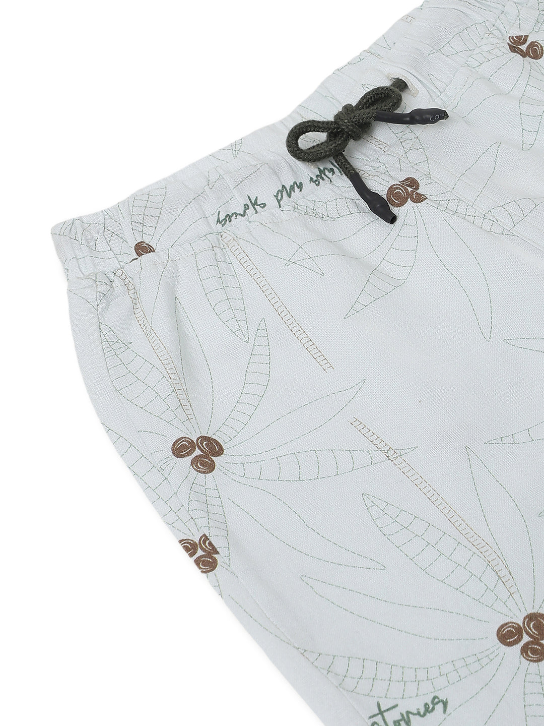 Boys Off White Printed Knee Length Shorts