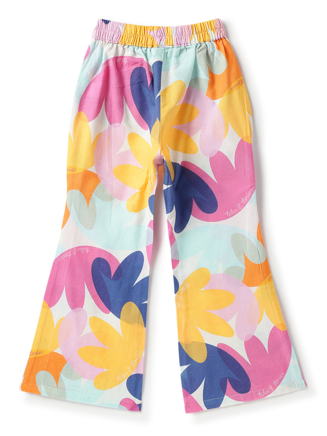 Girls Multi-Color Printed Cotton Top & Pants Co-ord Set