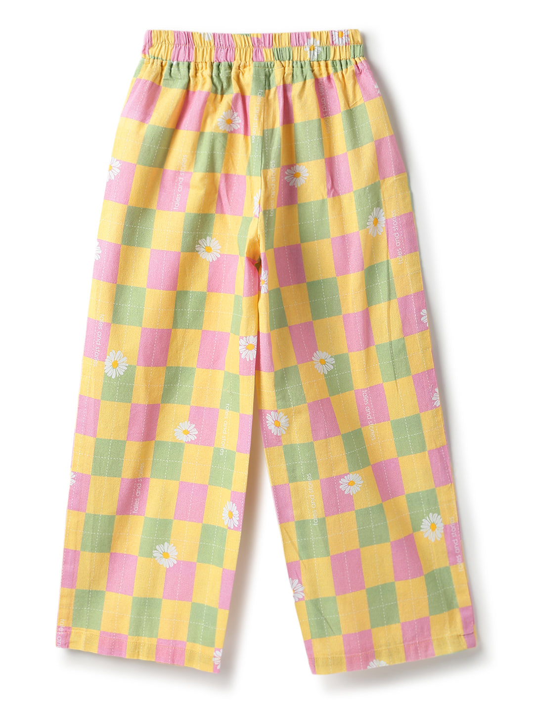 Girls Cotton Yellow Printed Top & Pants Co-ord Set