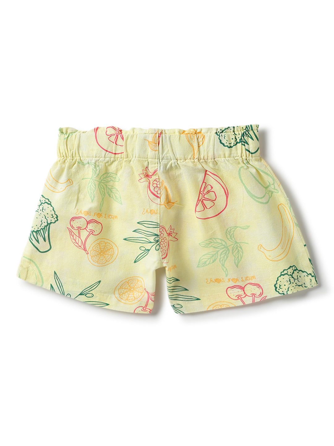 Girls Cotton Printed Top & Short Casual Yellow Co-ord Set