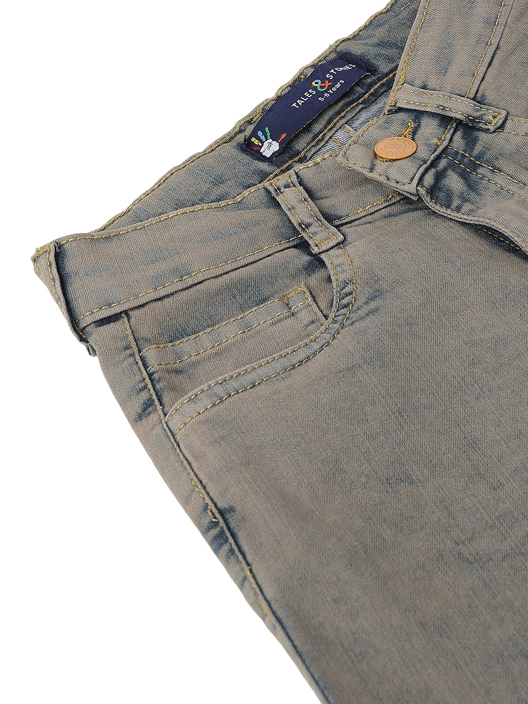 Boys Khaki Tint Denim Dad Fit Jeans