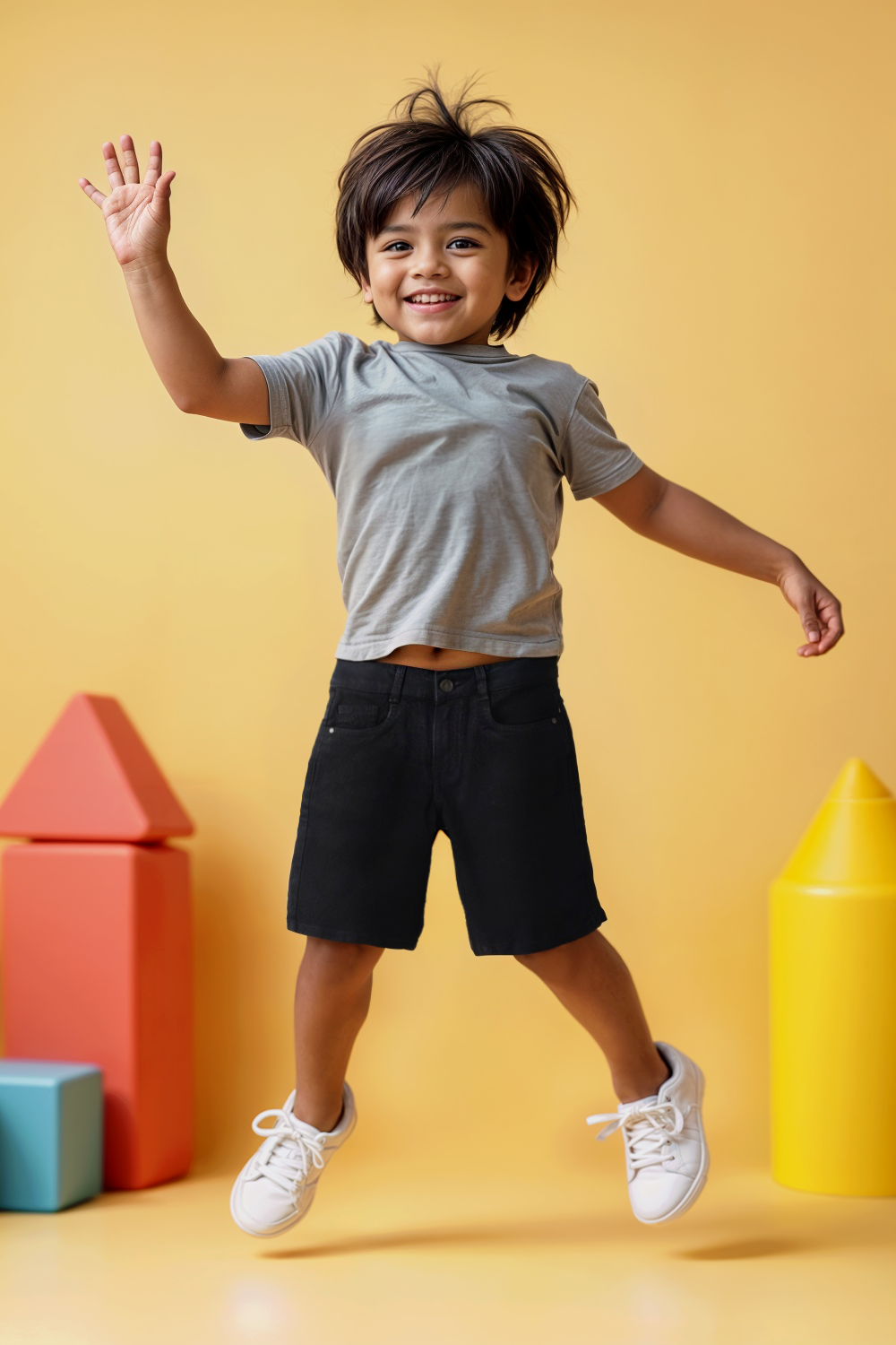 Boys Black lycra Washed Bermuda