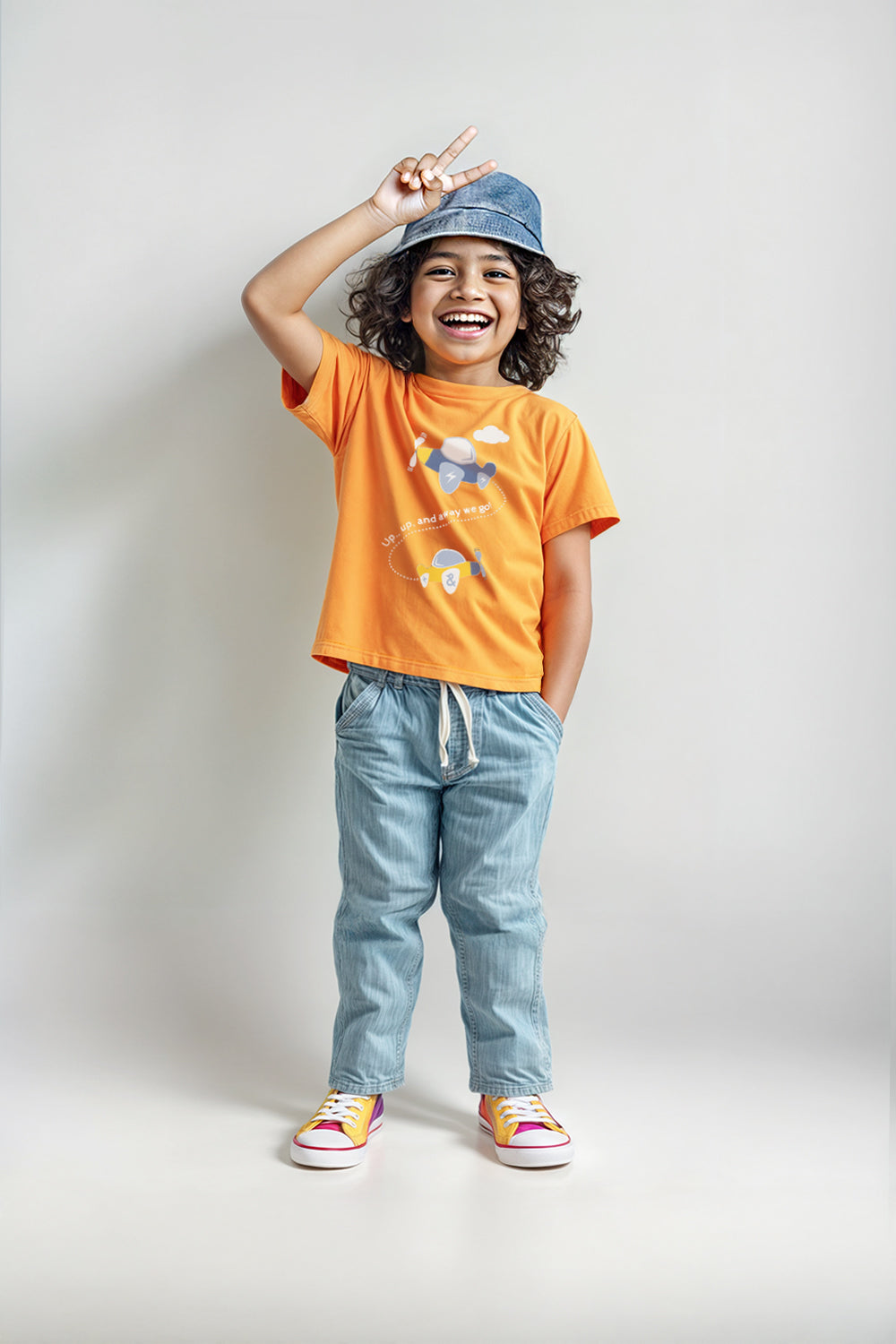 Boys Orange Cotton Printed T-shirt