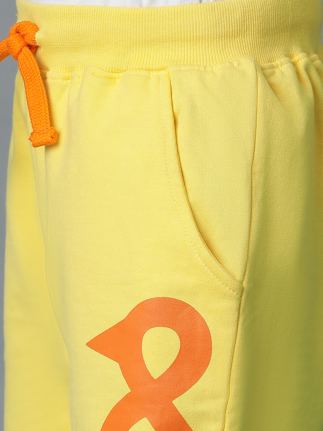 Yellow Printed Cotton Bermuda For Boys
