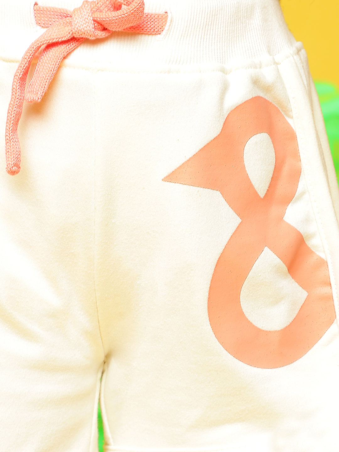 Girls White Cotton Poly Regular Fit Print Shorts