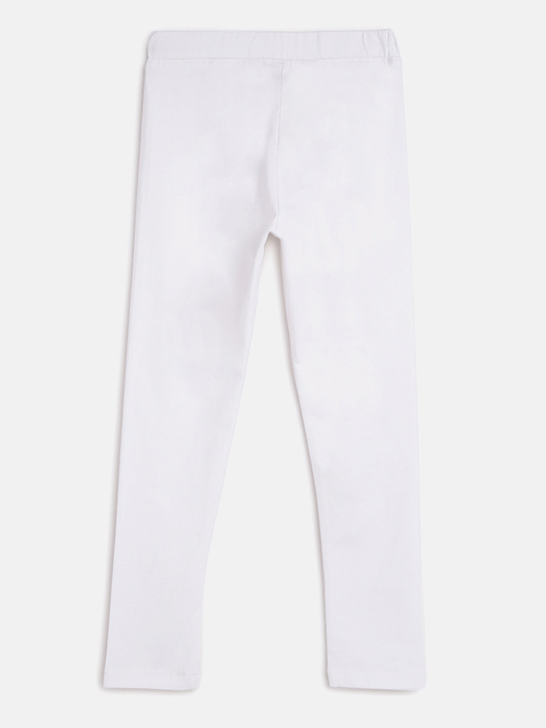 Girls White Cotton Leggings