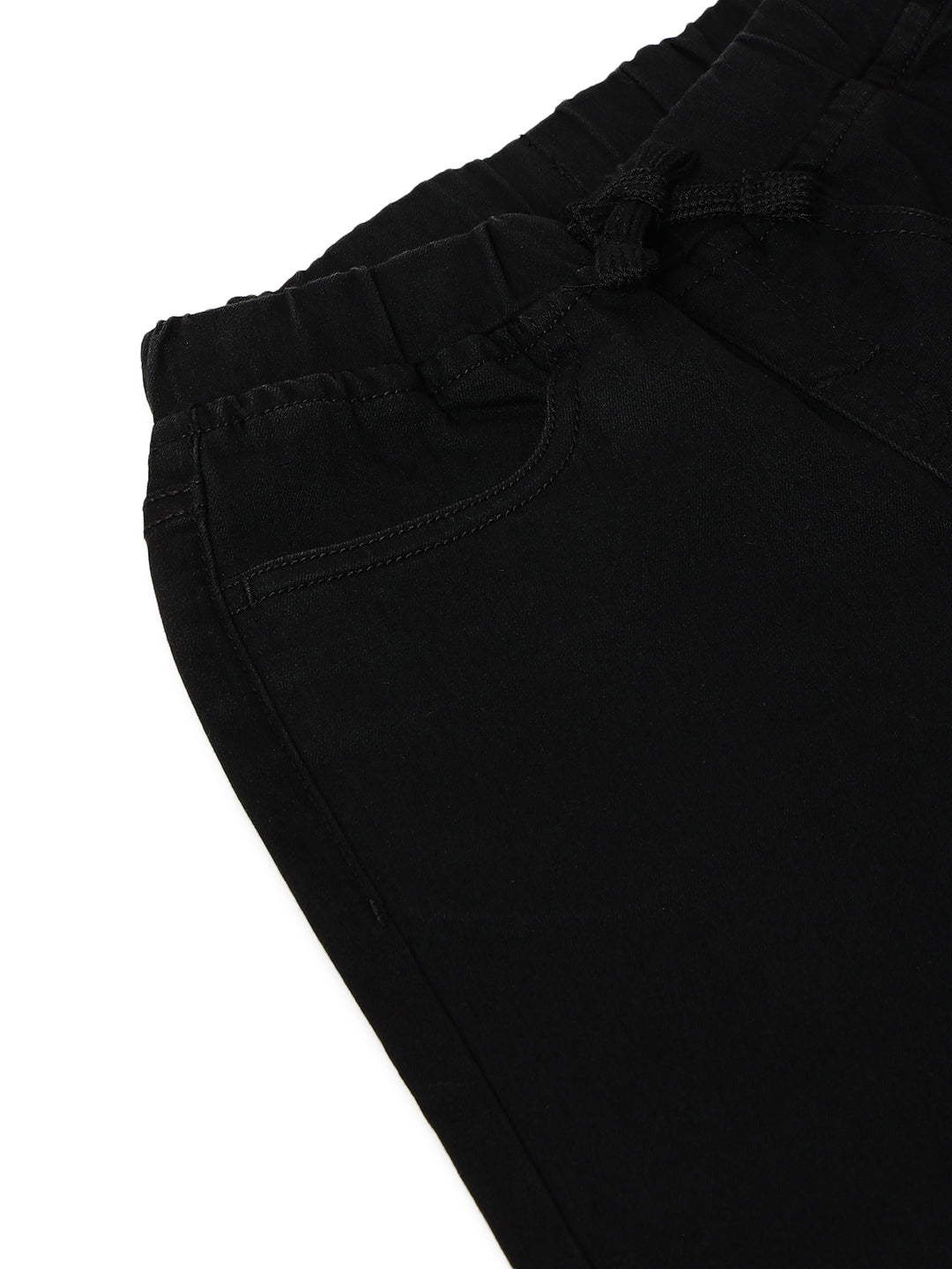 Boys Black Washed Lycra Joggers