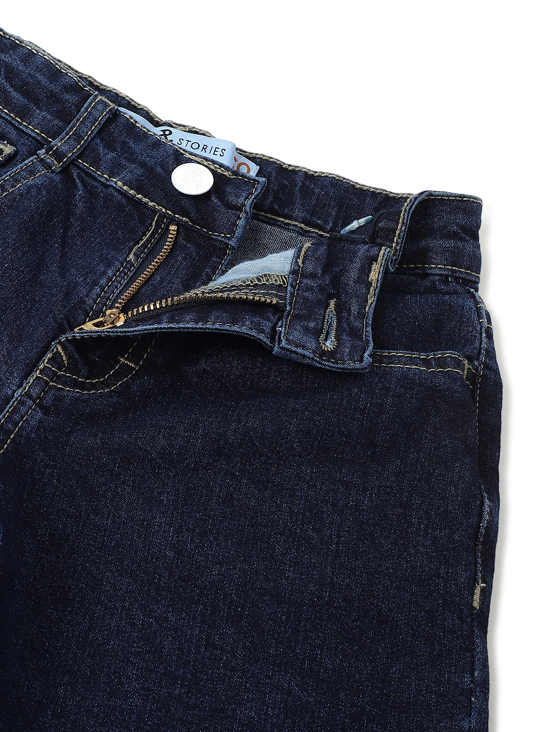 Boys Dark Blue Lycra Washed Bermuda