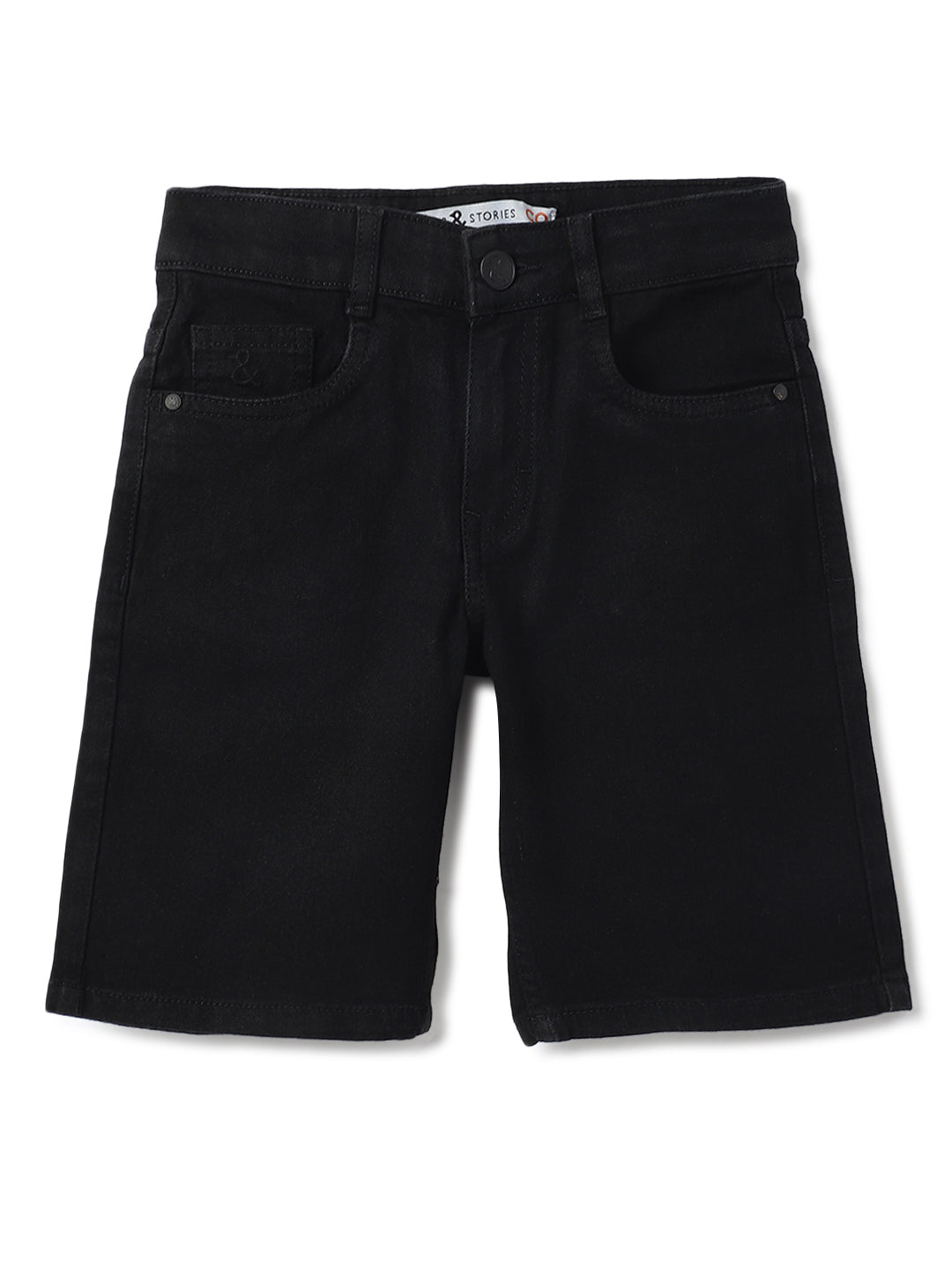 Boys Black lycra Washed Bermuda
