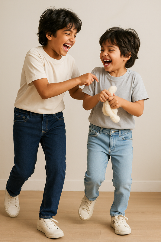 Boys Slim Fit Stretchable Denim Lycra Jeans – Pack of 2 (Blue & Light Blue)