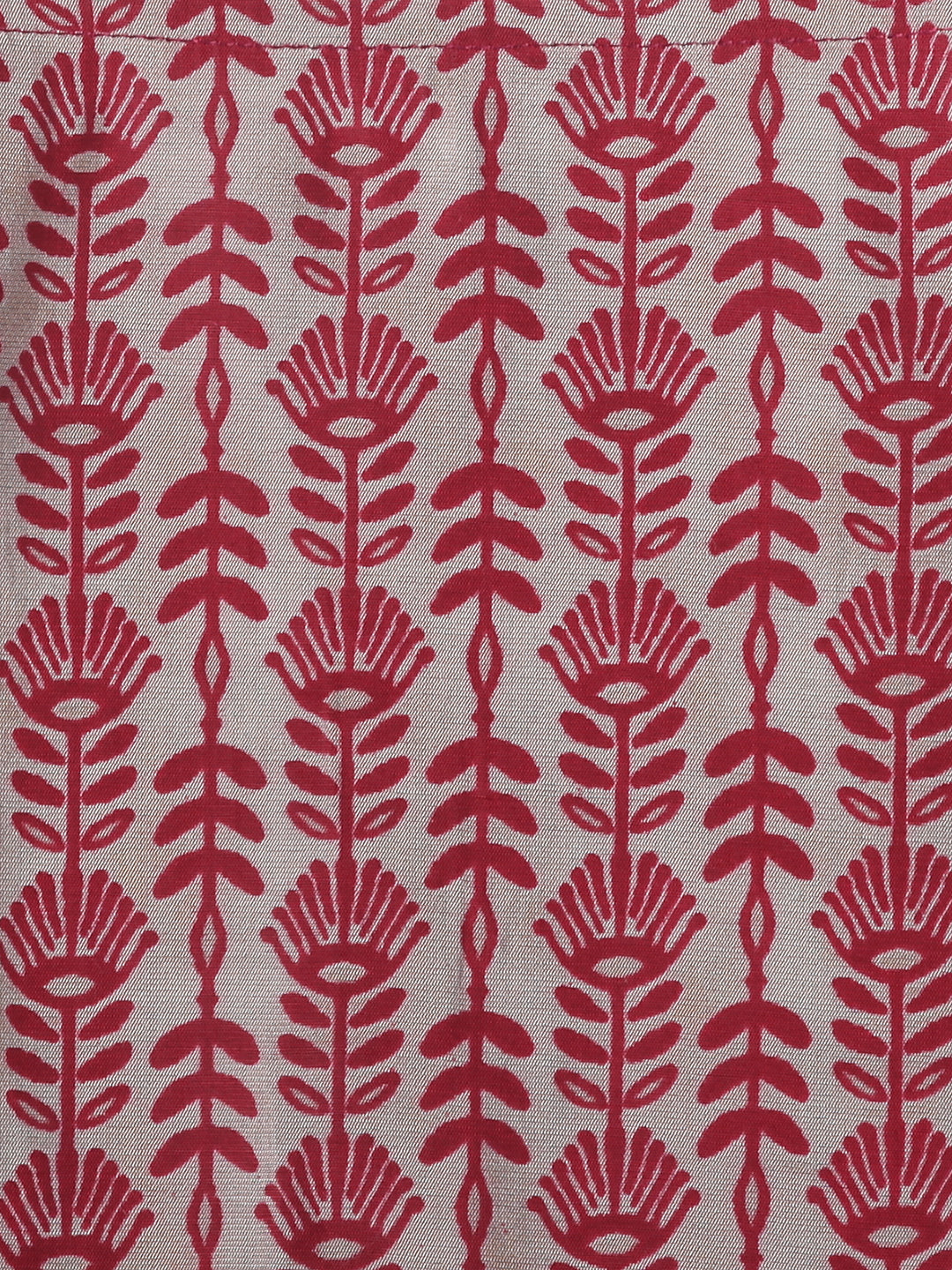 Girls Maroon Viscose Printed Top & Bottom Set