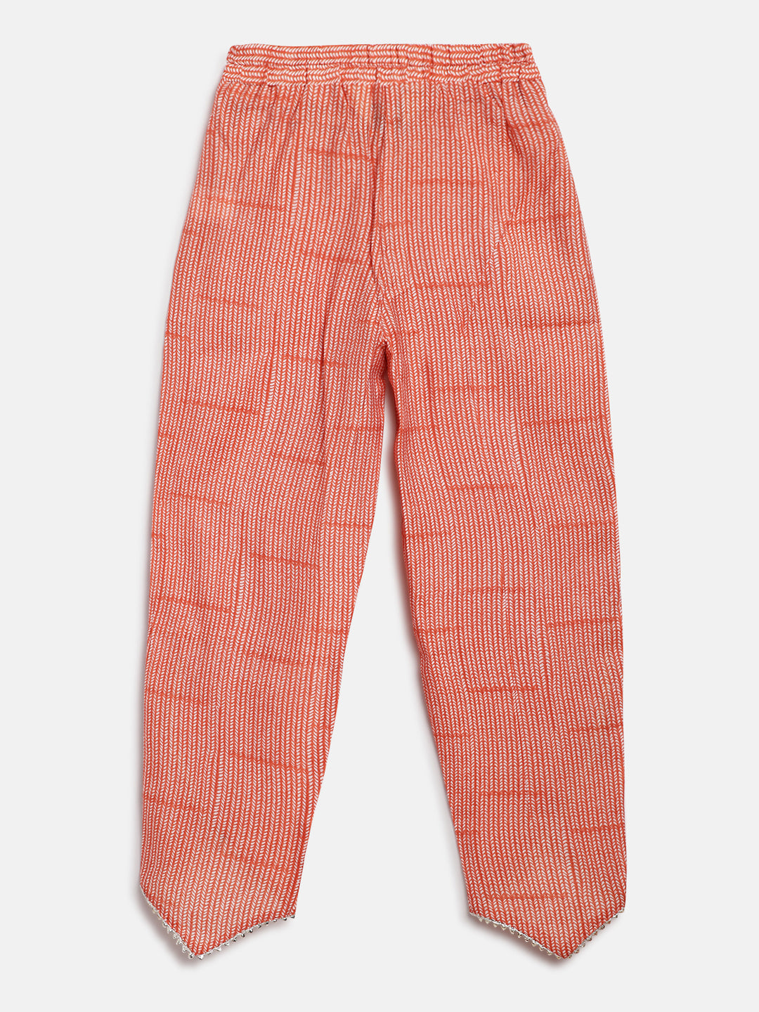 Girls Peach Viscose Regular Fit Printed Cropped Top With Dhoti