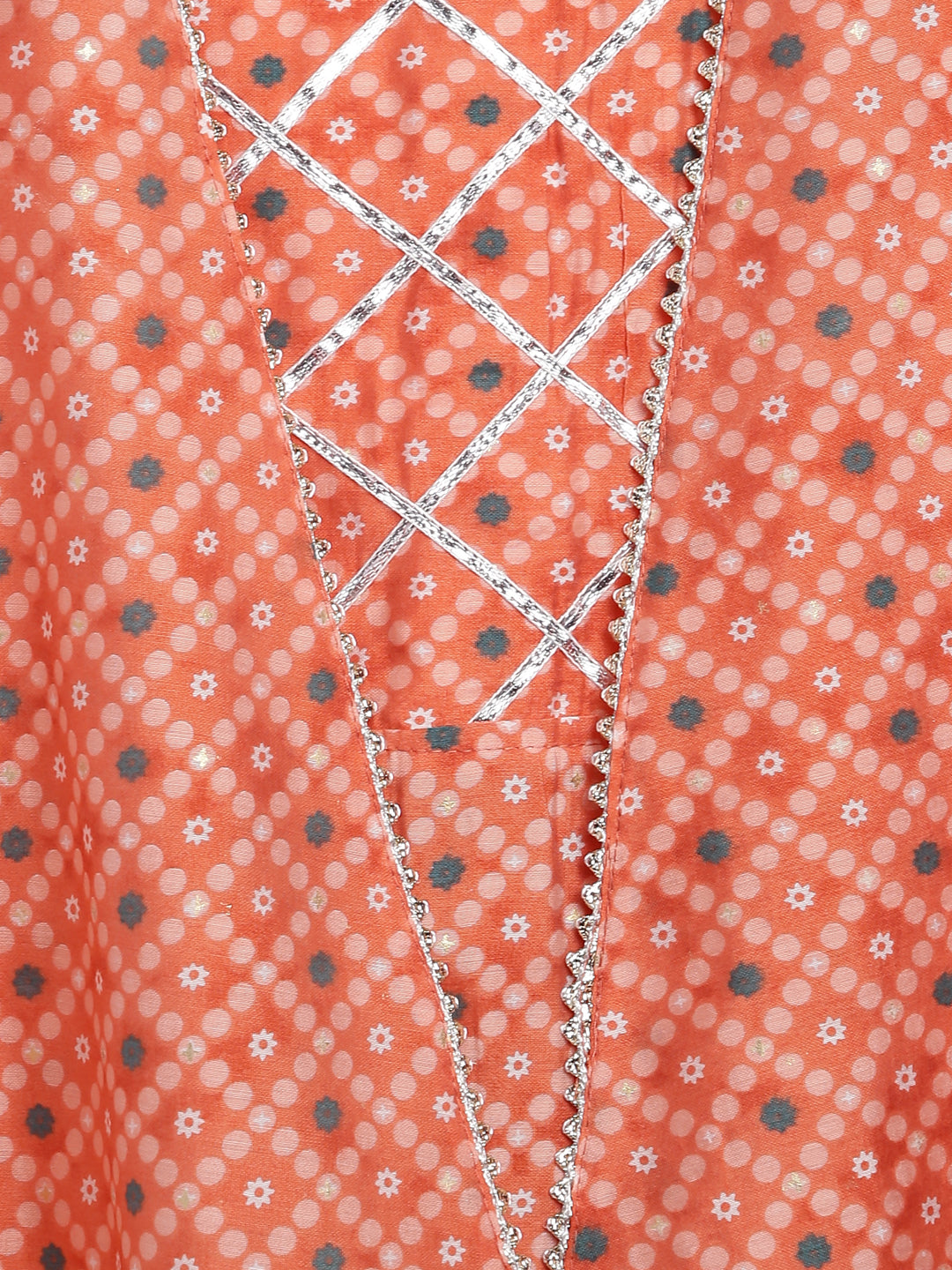 Girls Peach Viscose Regular Fit Printed Cropped Top With Dhoti