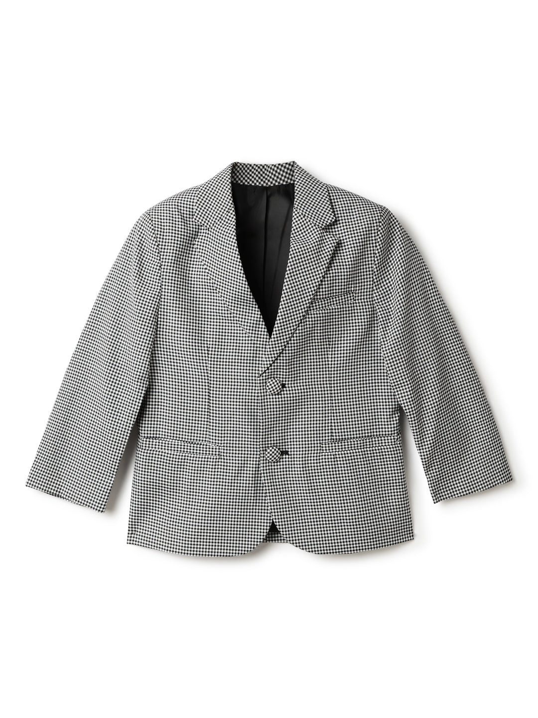 Boys Black Cotton Small Checked Blazer