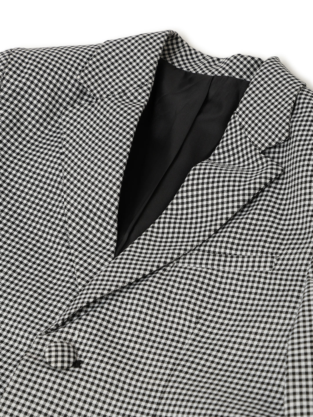 Boys Black Cotton Small Checked Blazer