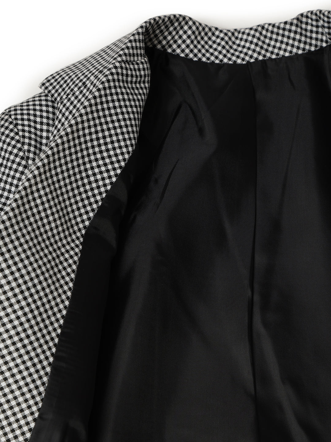 Boys Black Cotton Small Checked Blazer