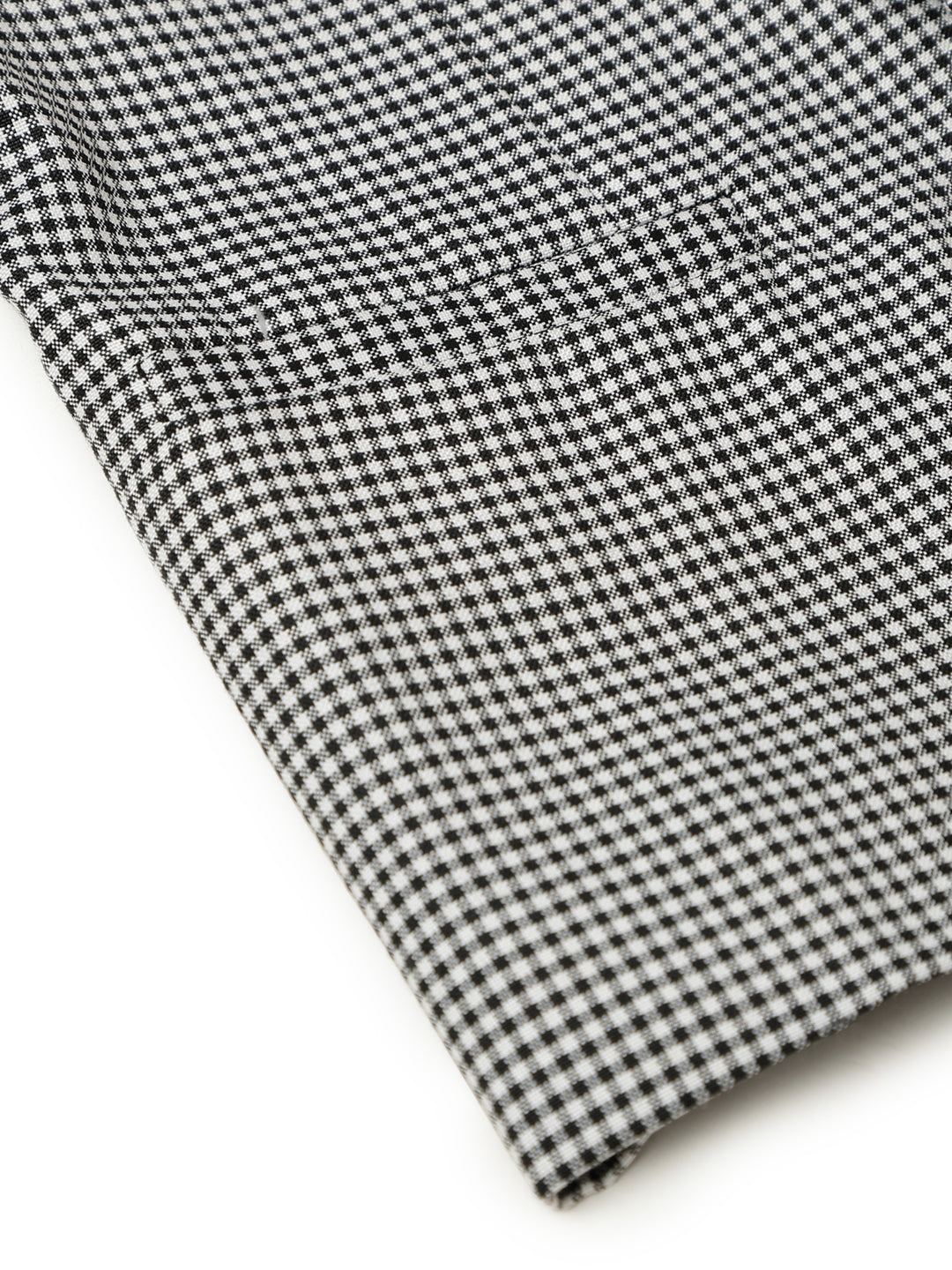 Boys Black Cotton Small Checked Blazer