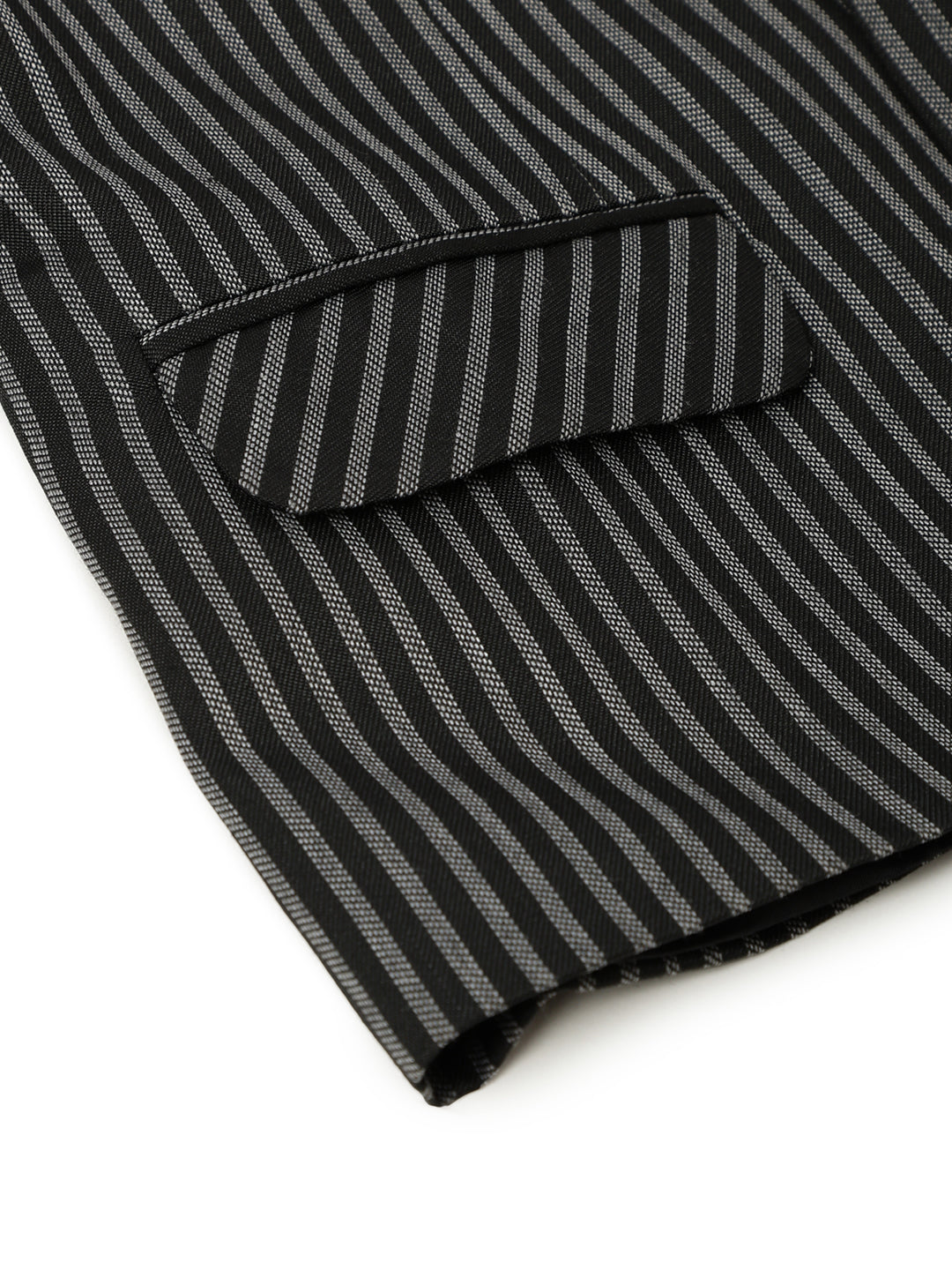 Boys Polyester Viscose White & Black Striped Blazer