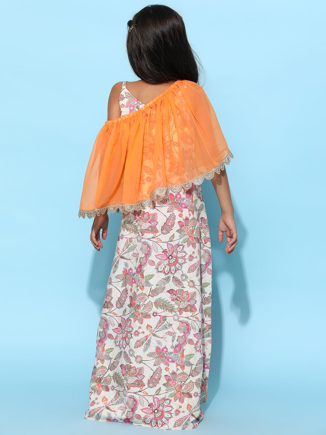 Girls Multicolor Floral Printed Maxi Dress