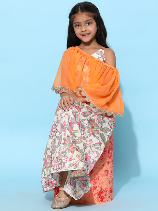 Girls Multicolor Floral Printed Maxi Dress