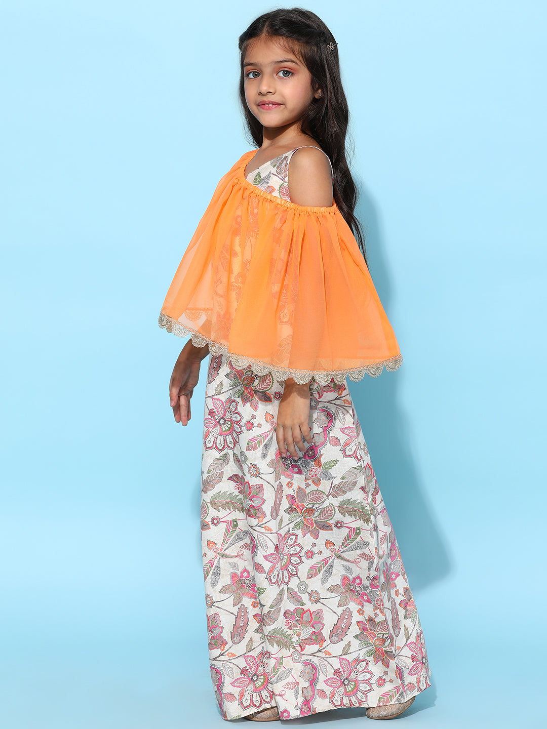 Girls Multicolor Floral Printed Maxi Dress