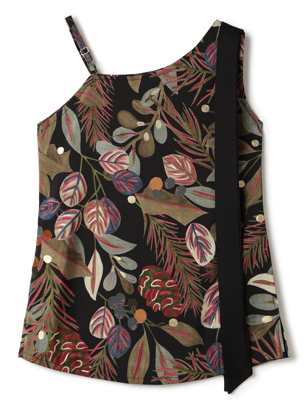 Girls Viscose Black Floral Printed Top & Sharara Set