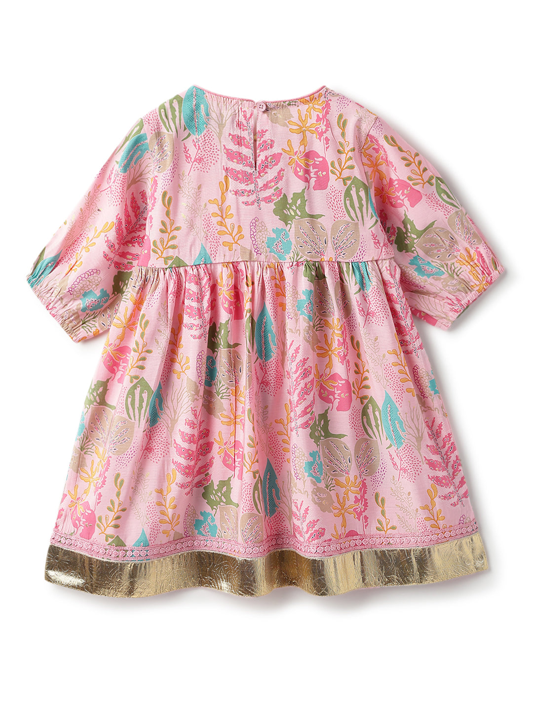 Girls Pink Printed Viscose Polyester Ethnic Top & Dhoti Pant Ethnic Set