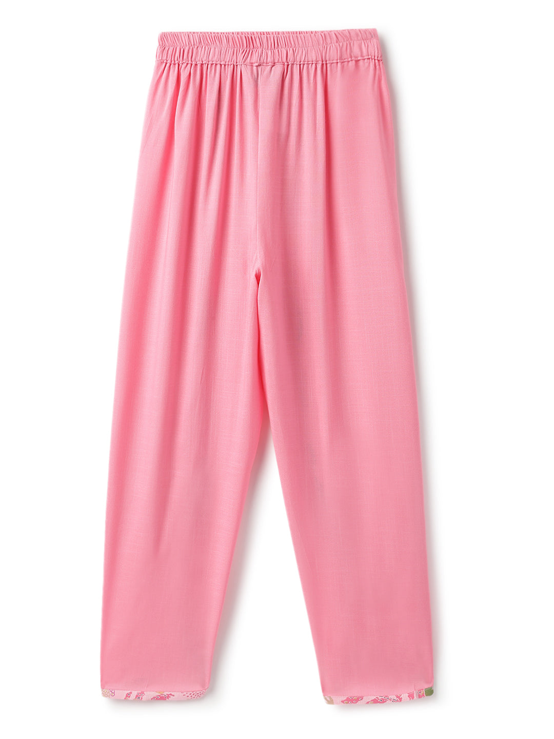 Girls Pink Printed Viscose Polyester Ethnic Top & Dhoti Pant Ethnic Set