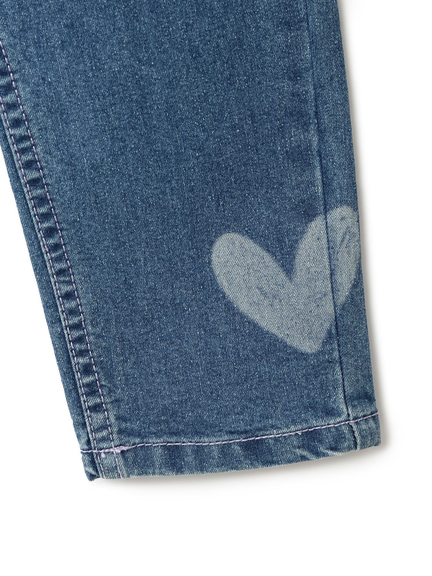 Girls Blue Lycra Printed Jeans