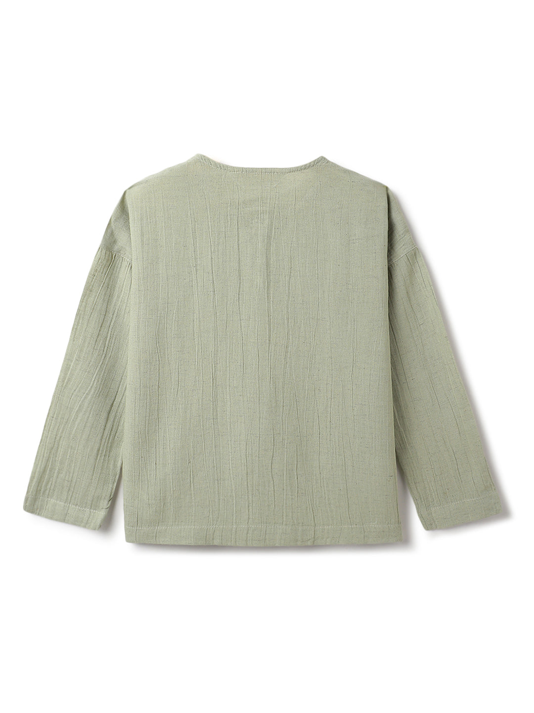 Boys Green Cotton Solid Kurta Shirt