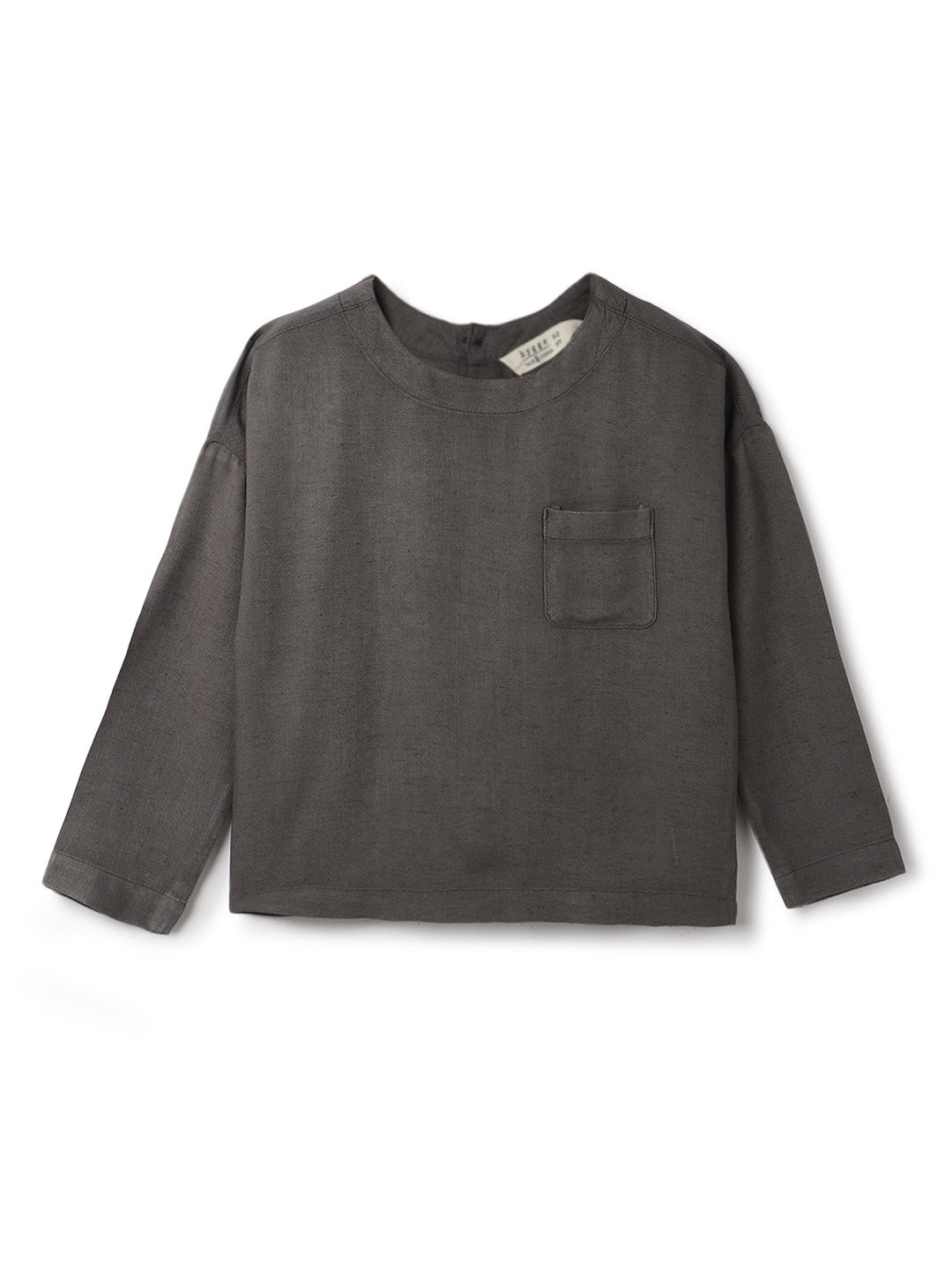 Boys Grey Cotton Solid Full Sleeve Shirt