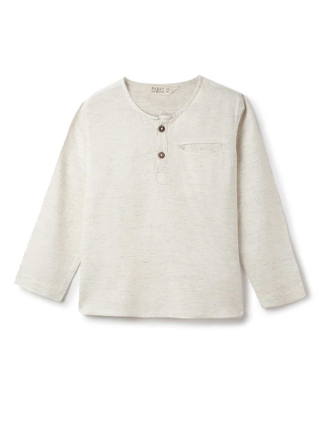 Boys Off White Cotton Solid Kurta Shirt