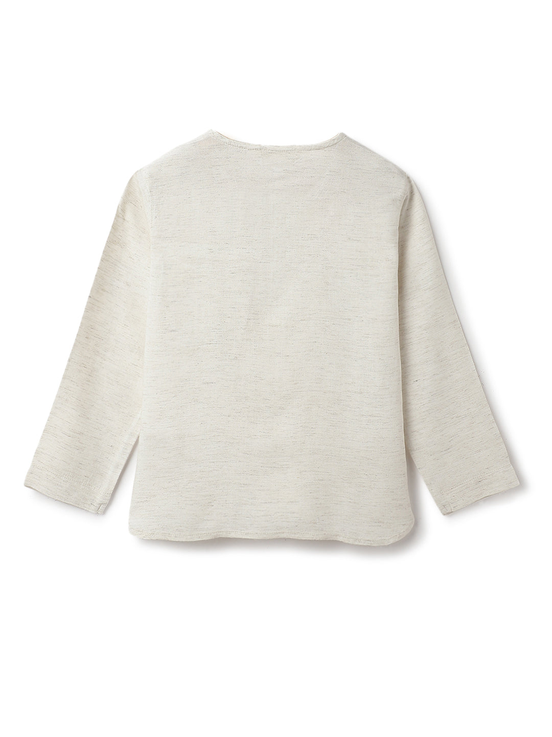 Boys Off White Cotton Solid Kurta Shirt