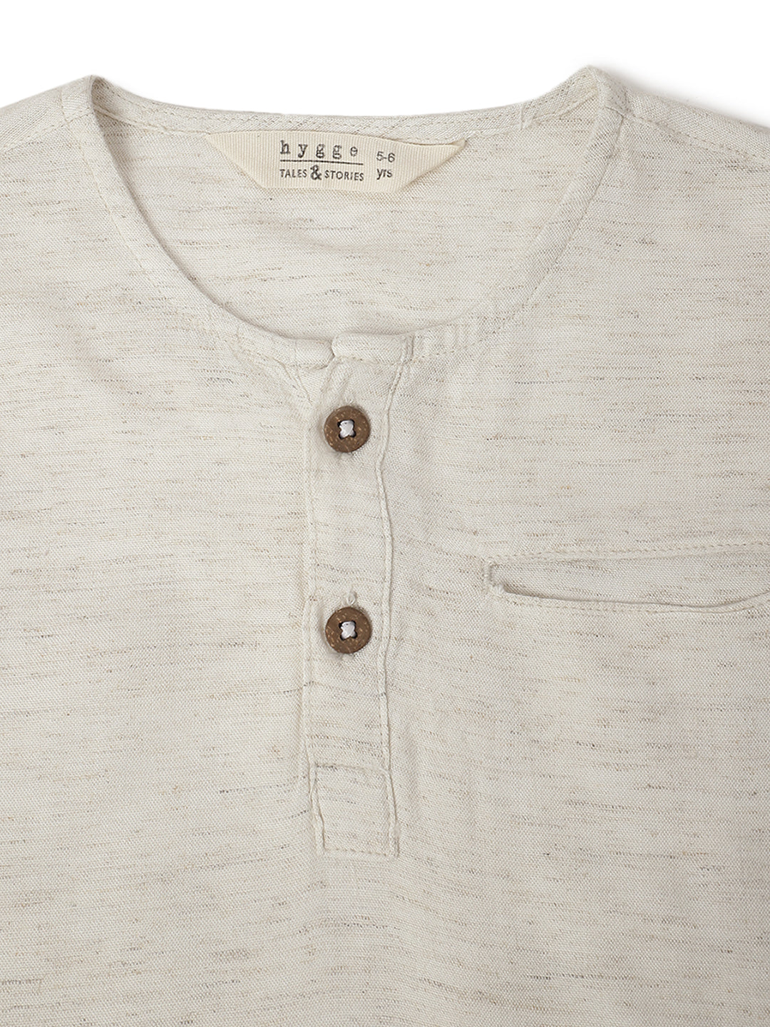 Boys Off White Cotton Solid Kurta Shirt