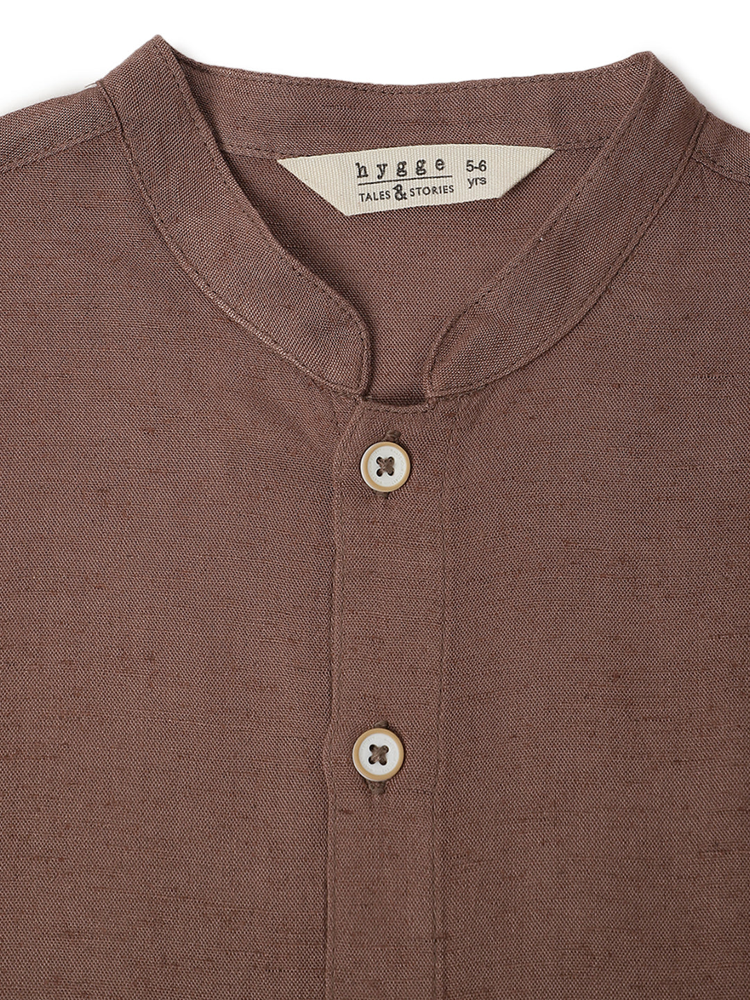 Boys Brown Cotton Solid Full Sleeve Shirt
