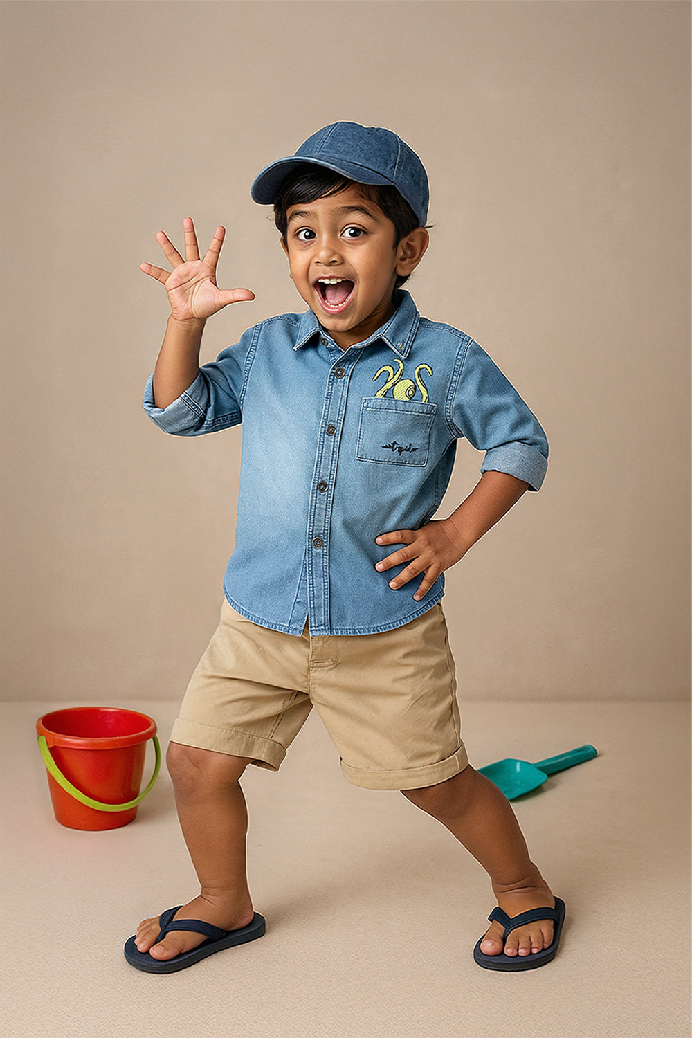 Boys Medium Blue Cotton poly Shirt