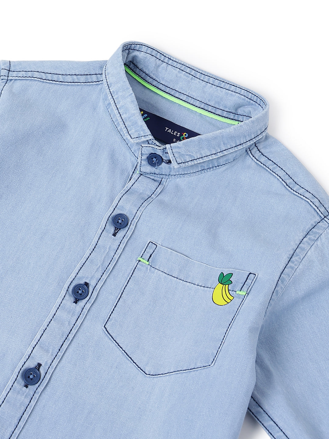 Boys Solid Light Blue Cotton Regular Fit Full Sleeve Shirt