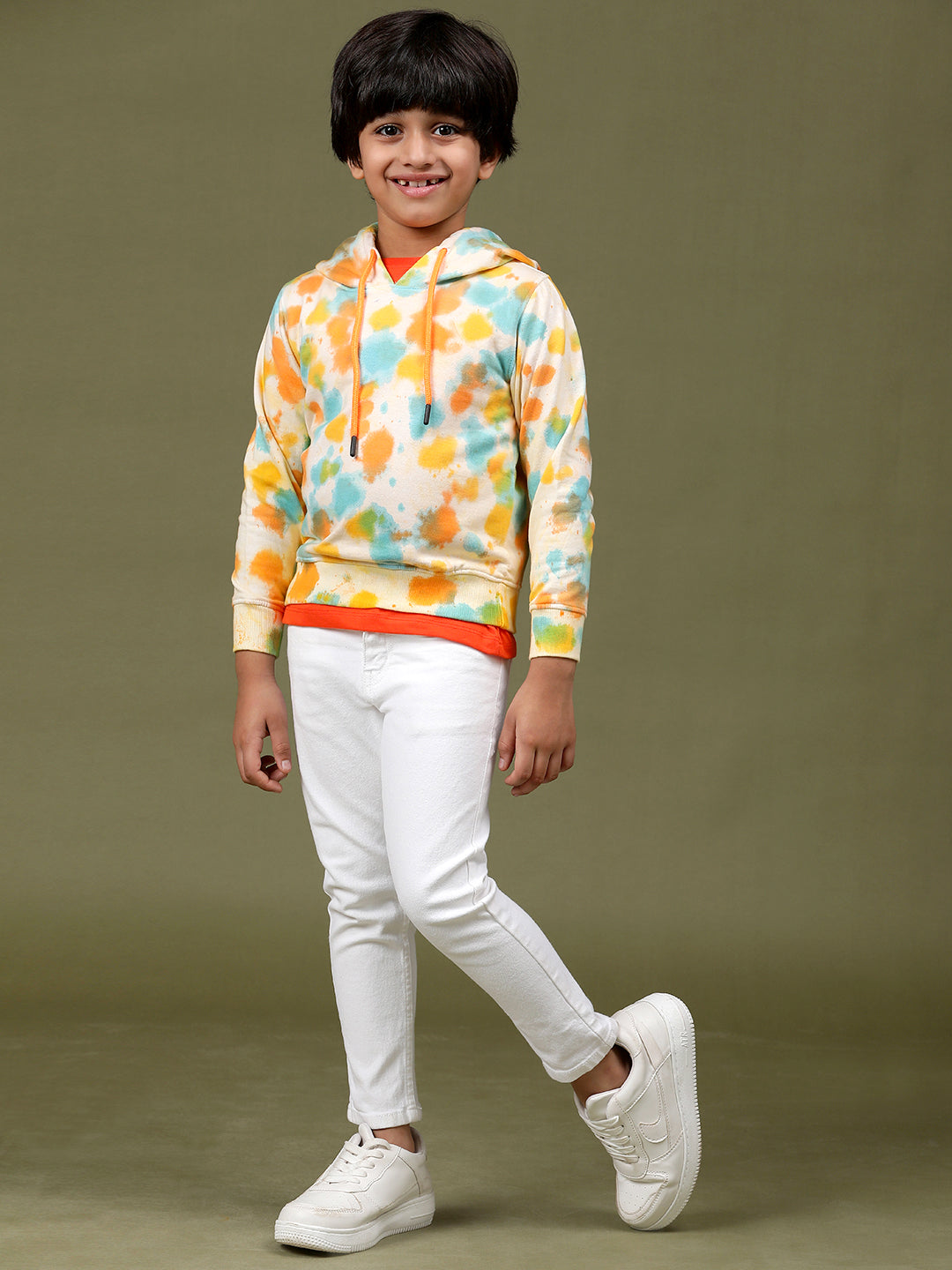 Boys Pestel Yellow Cotton Tie and Dye Sweatshirt