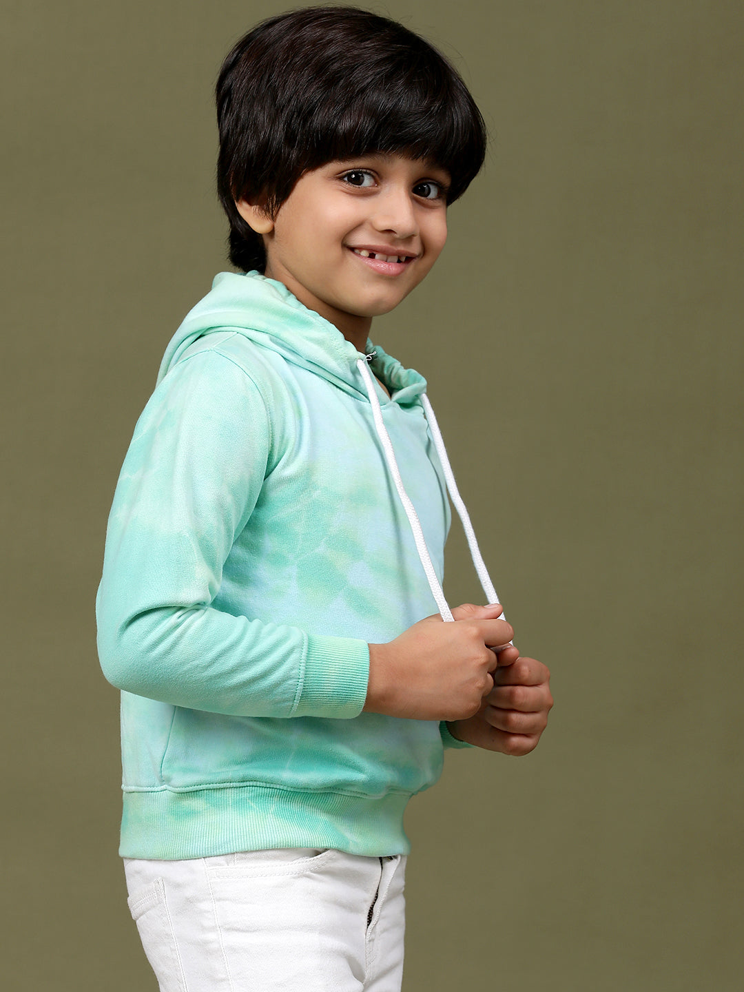 Boys Multi Color Cotton Tie and Dye Sweatshirt