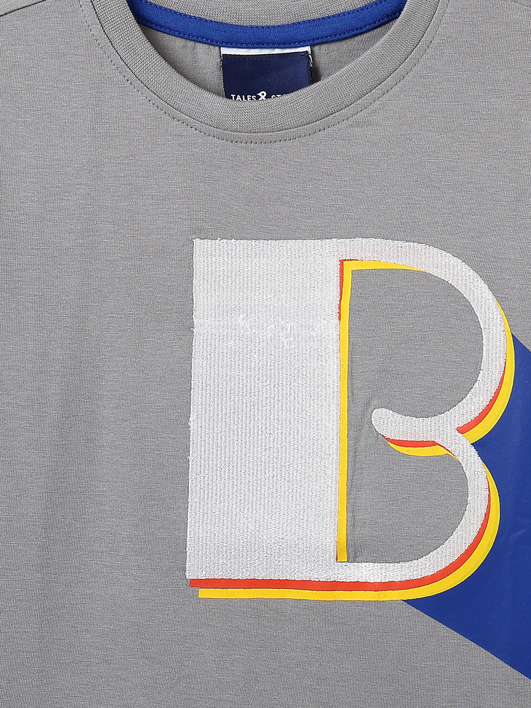 Boys Light Grey Printed Cotton T-shirt