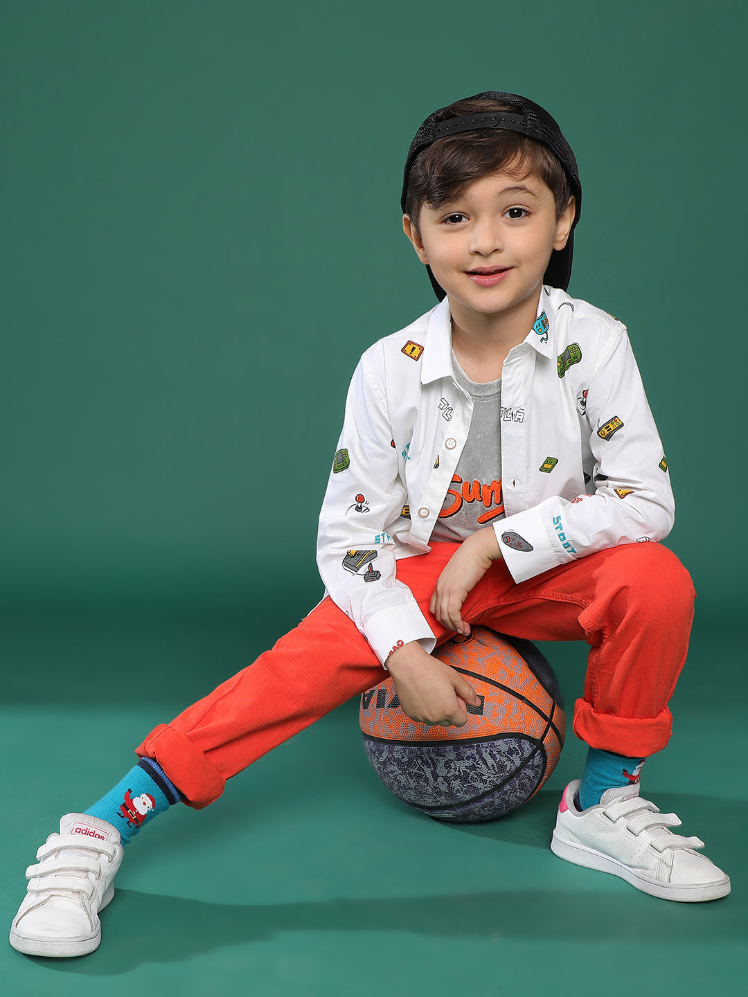 Boys Light Grey Embroidery Cotton T-shirt