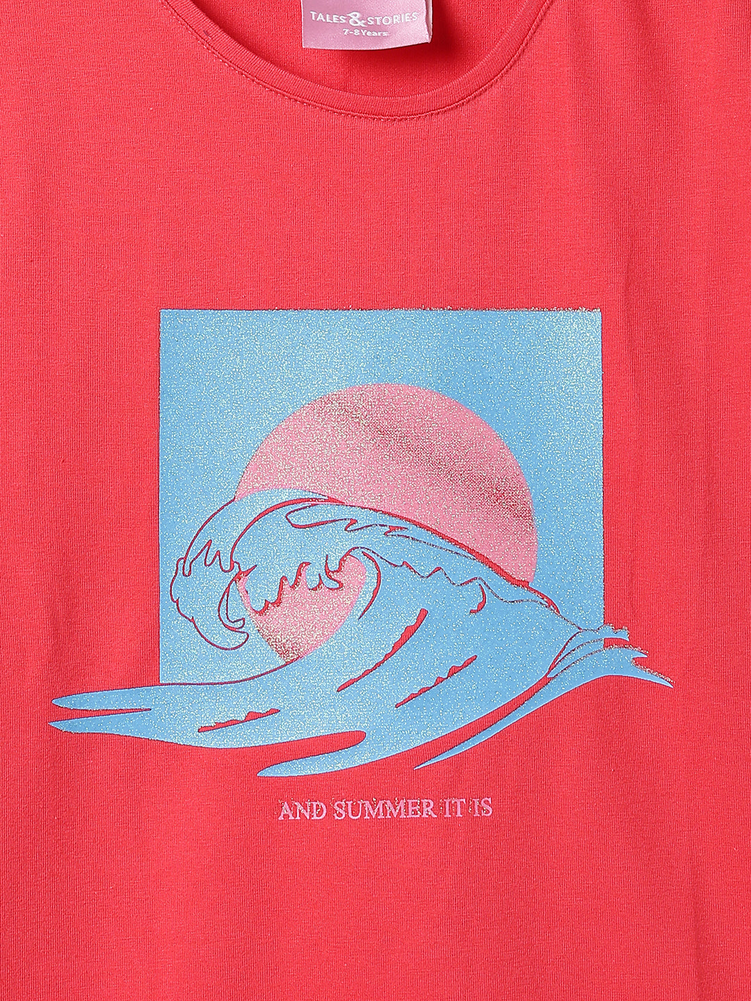 Girls Printed Dark Pink Cotton Regular Fit T-Shirts