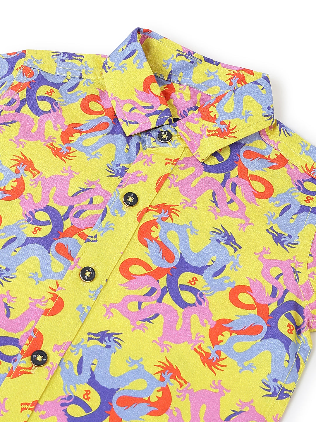 Boys Printed Yellow Rayon Regular Fit Half Sleeve Shirt