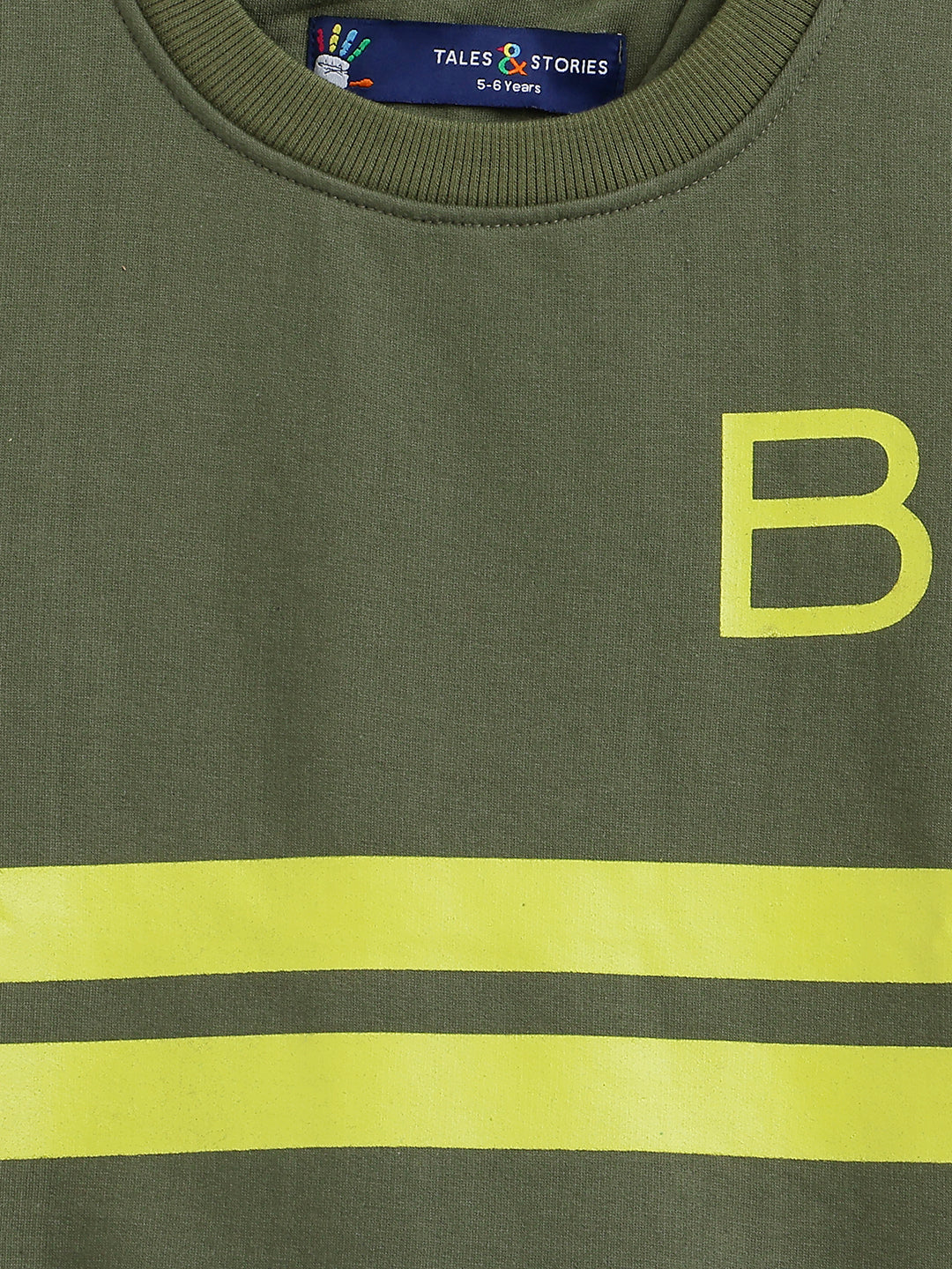 Boys Olive Green Striped Sweatshirt