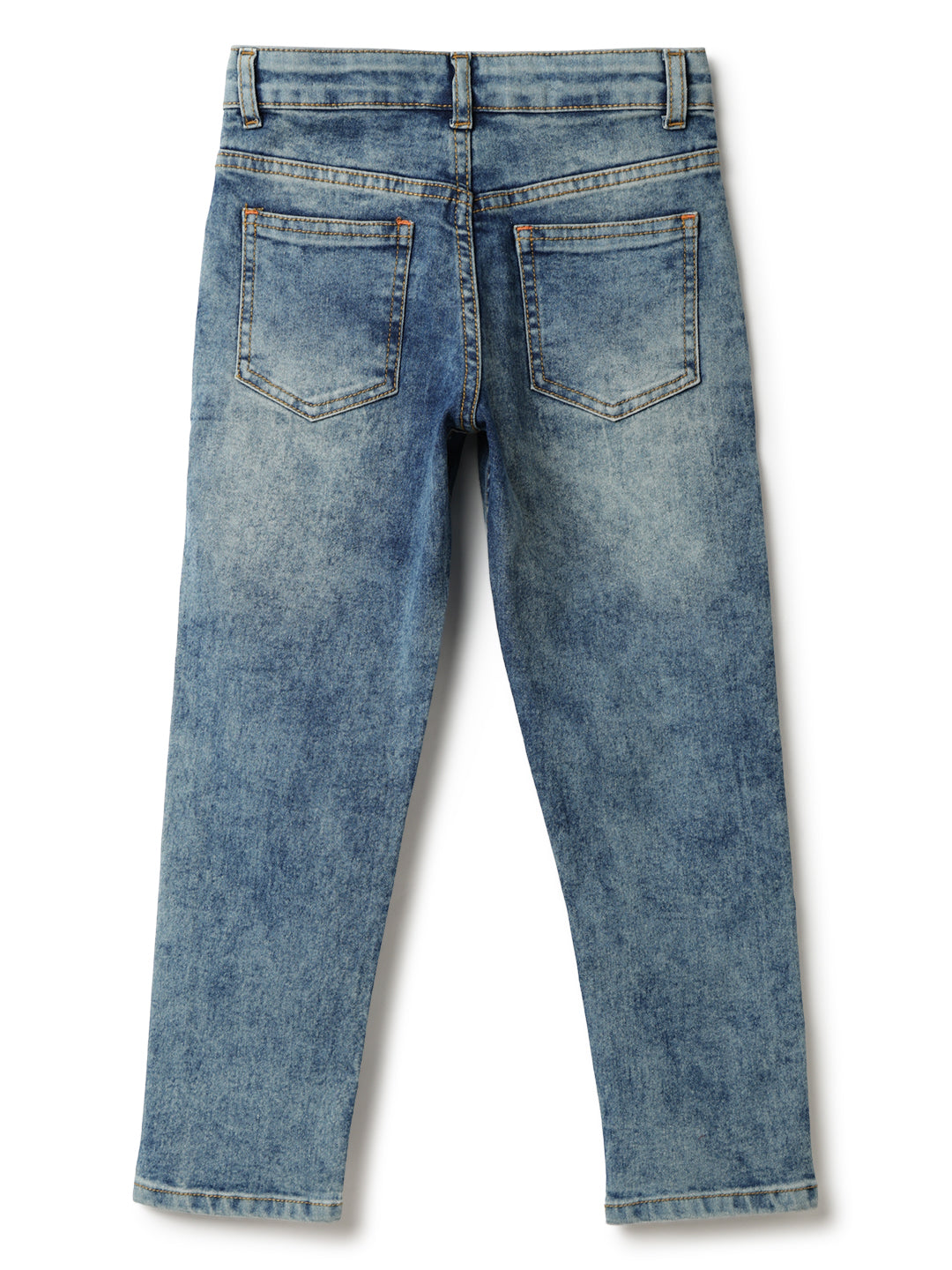 Boys Blue Cotton Polyester Washed Jeans