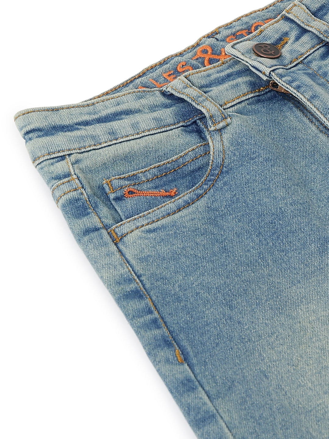 Boys Blue Cotton Washed Jeans