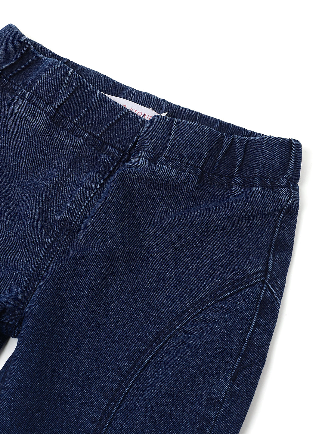 Girls Dark Blue Solid Lycra Jeggings