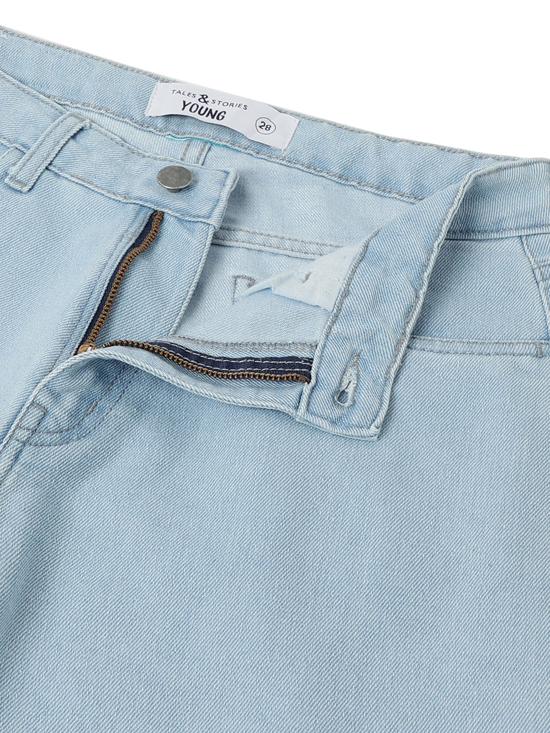 Womens Light Blue Flare Fit Bleach Washed Denim Jeans