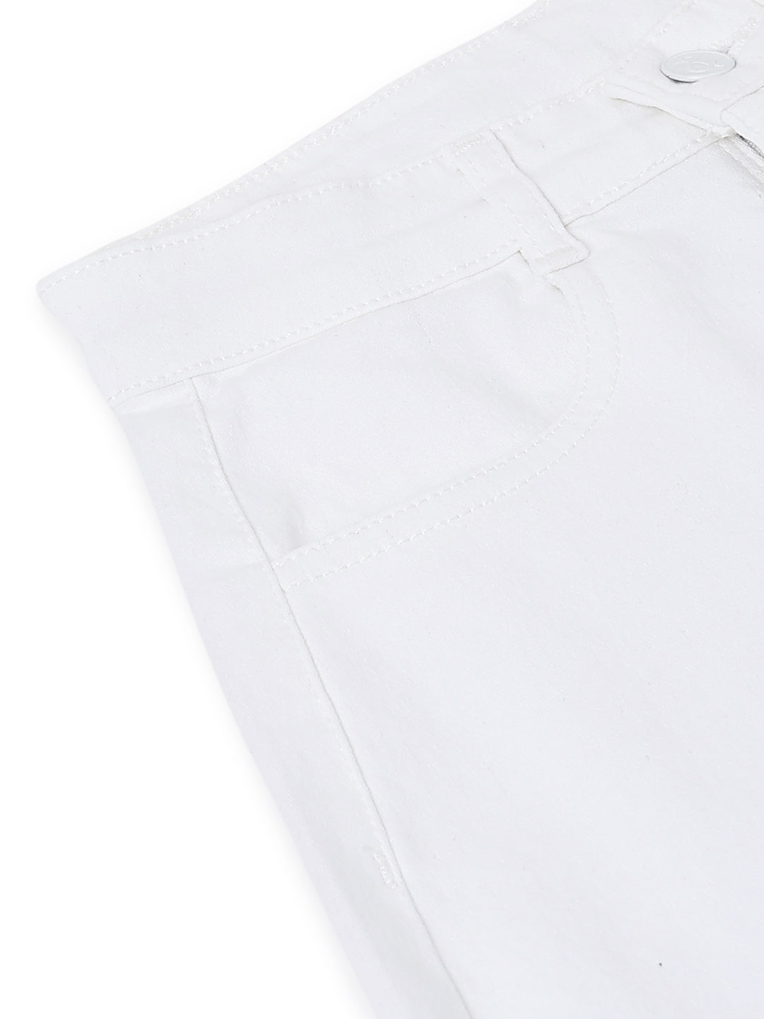 Girls White Barrel Fit Casual Jeans