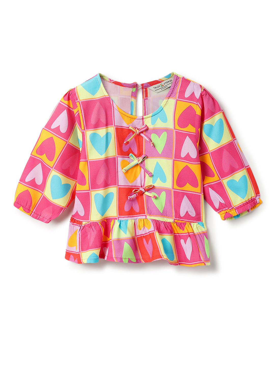 Girls Pink Viscose Casual Half Sleeve Top & Shorts Printed Co- Ord Set